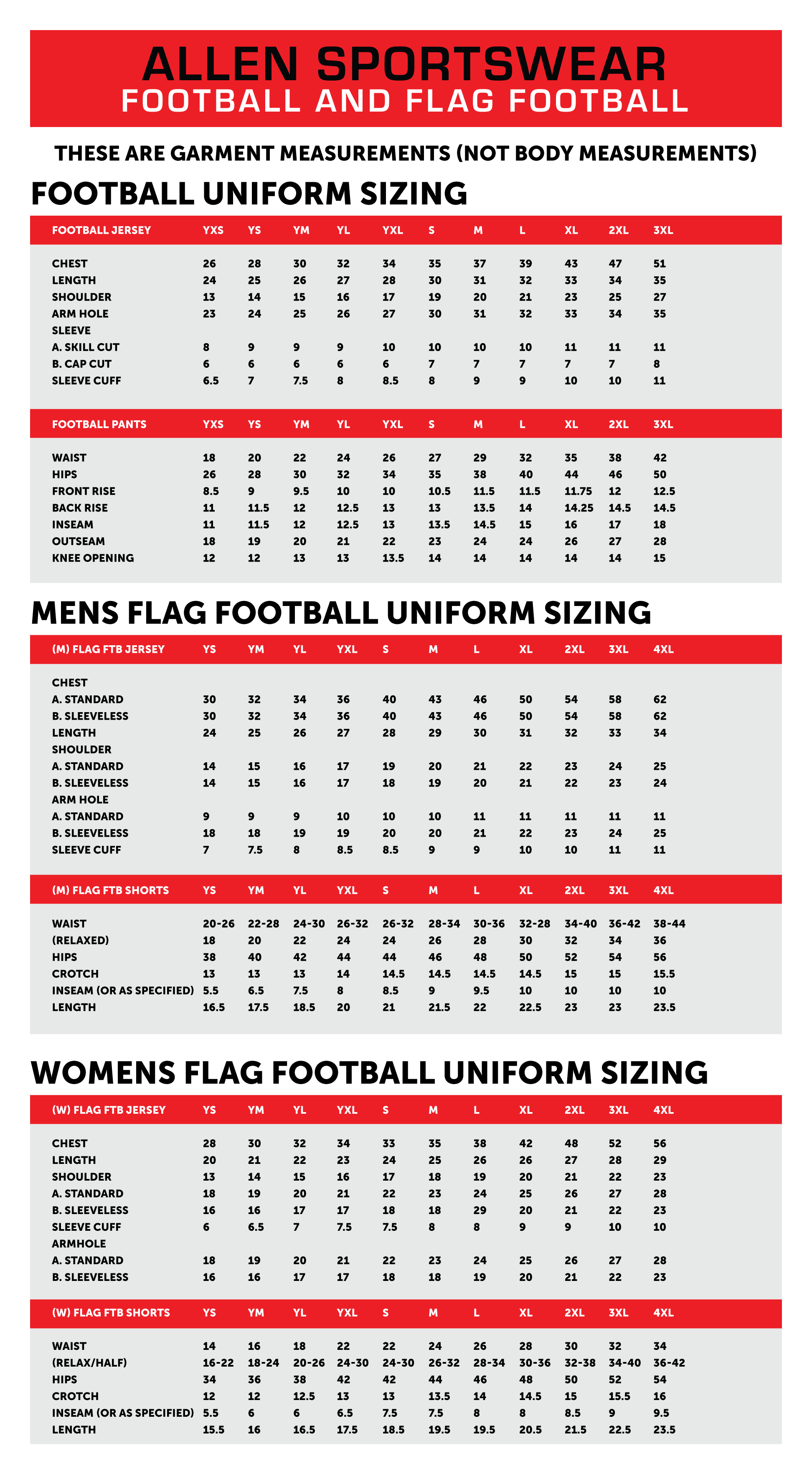 Youth Football Chart