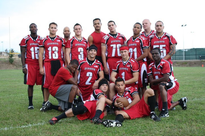 Accidness flag football team in custom Allen Sportswear uniforms