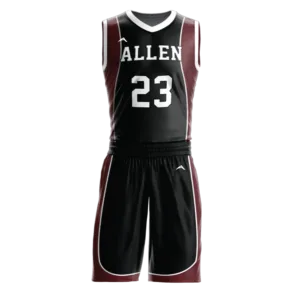 Maroon Edge Basketball Uniform — Allen Sportswear