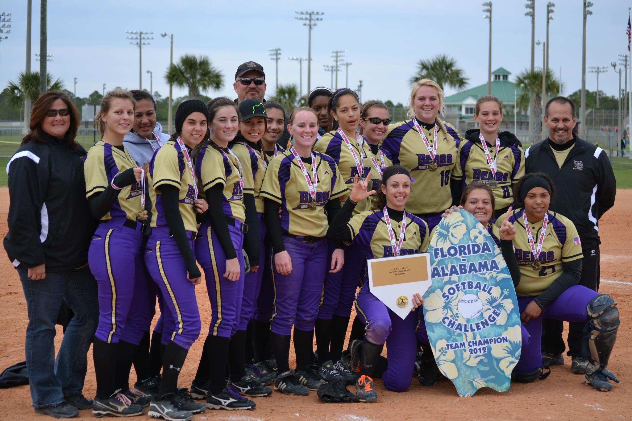 Florida-Alabama championship softball team in custom Allen Sportswear uniforms