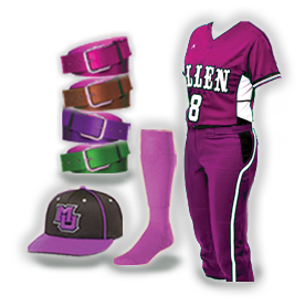 Softball Uniforms With Free Hat, Socks and Belt