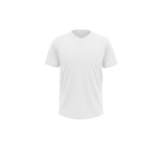 Two Button Cut&Sew Short Sleeve Baseball Jersey-White
