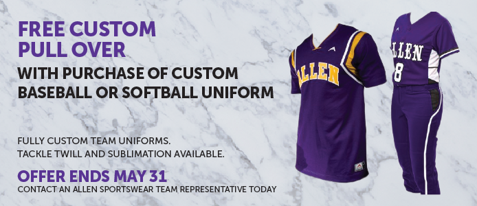 Free custom pull over with purchase of custom baseball or softball uniform