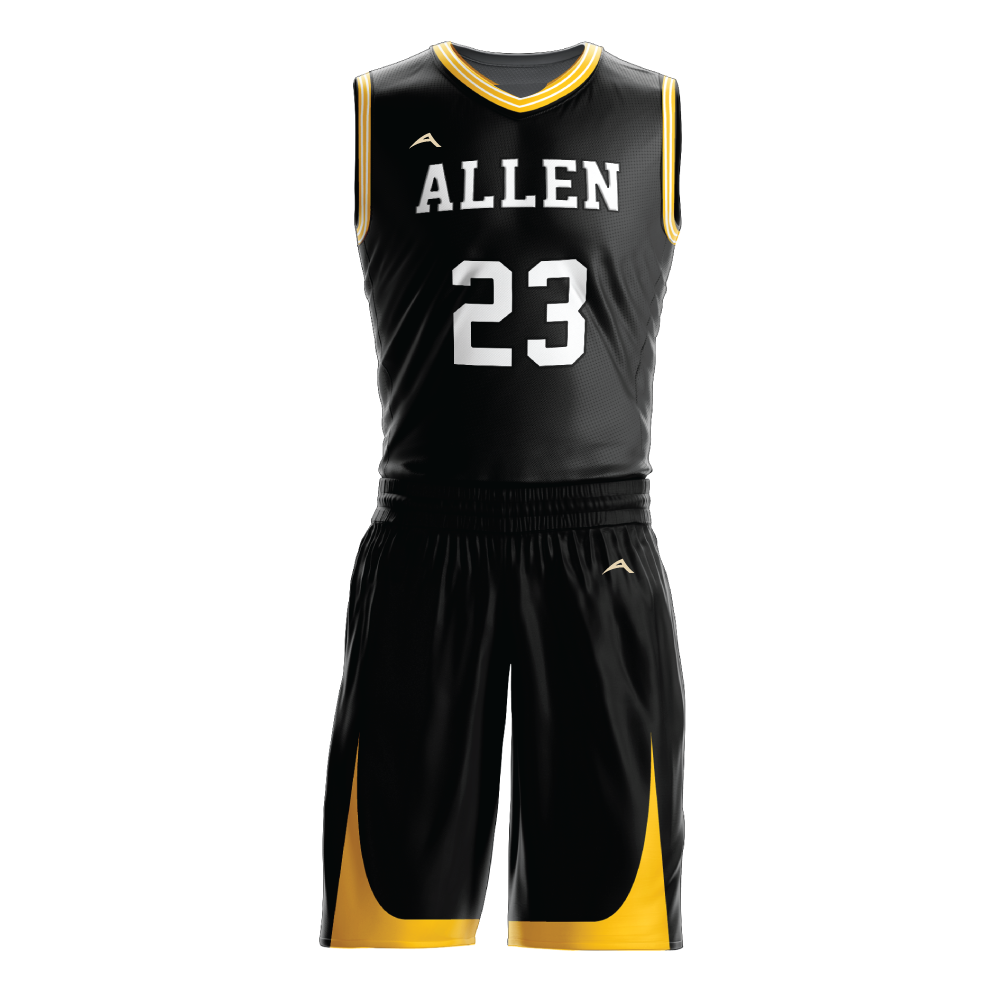 Custom Gold Embroidery Basketball Uniform Reversable Basketball