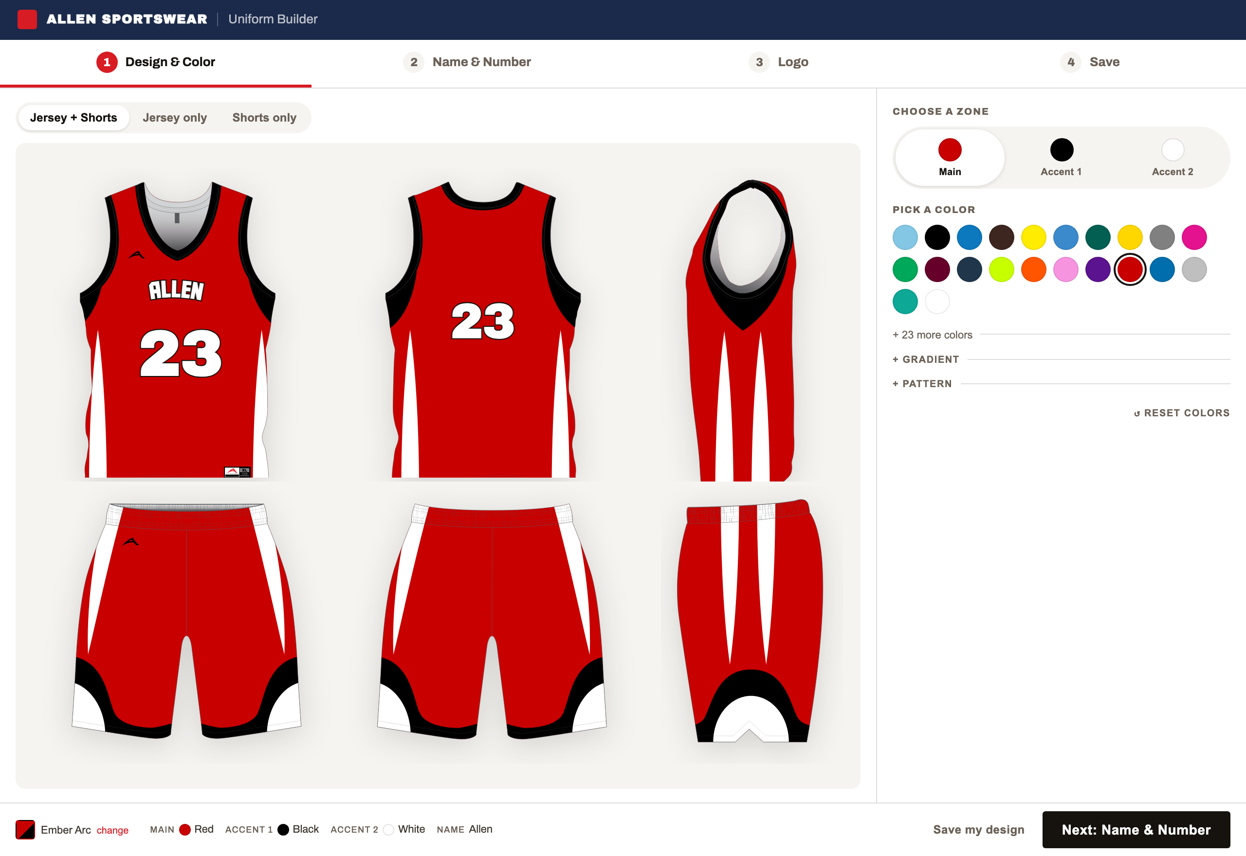 Allen Draftboard uniform builder
