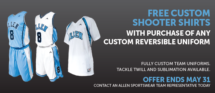 Free Custom shooter shirt with purchase of custom reversible uniforms